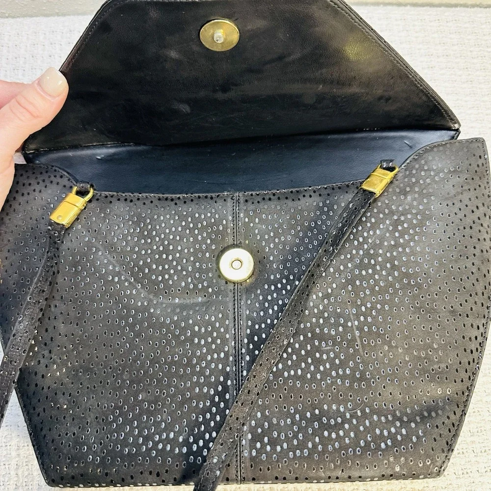 Vintage d'Rossana by‎ Charna Black Stingray Leather (Shagreen) Handbag – Gold